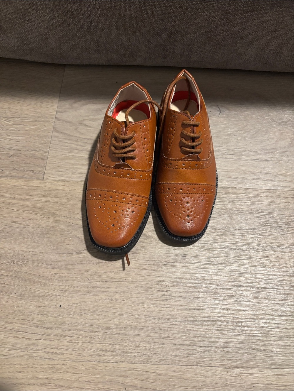Joseph Allen Boys Tan Brogue Dress Shoes